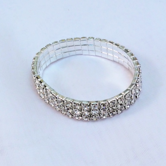 SALE $15 Rhinestone 3 Row Stretch Bracelet - Picture 6 of 7